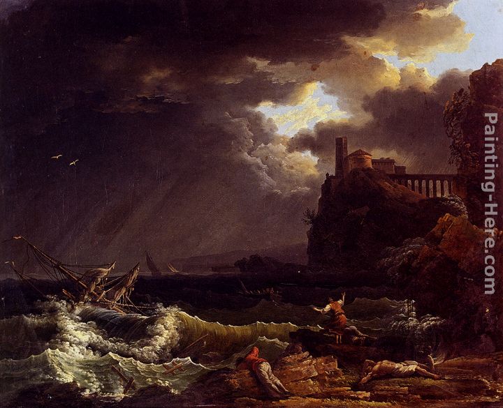 A Shipwreck In A Stormy Sea By The Coast painting - Claude-Joseph Vernet A Shipwreck In A Stormy Sea By The Coast art painting